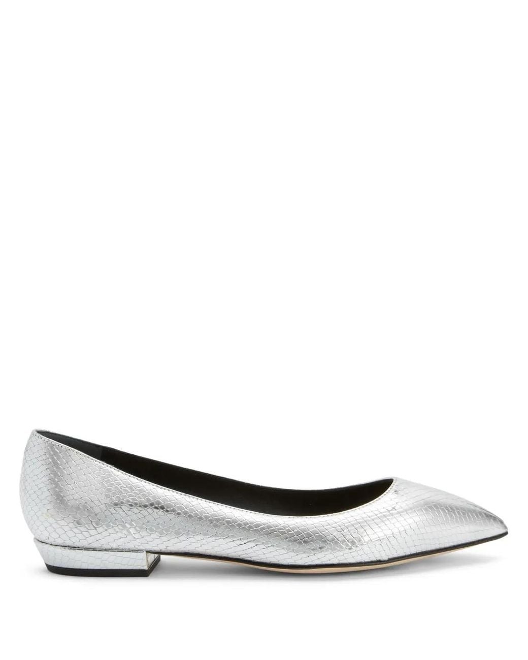 Giuseppe Zanotti White Dhalia Snakeskin-Effect Ballerina Shoes