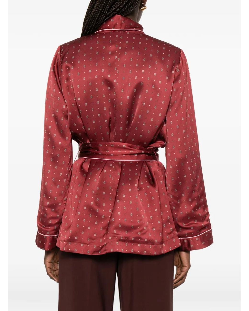Forte_forte Red Belted Patterned Jacket