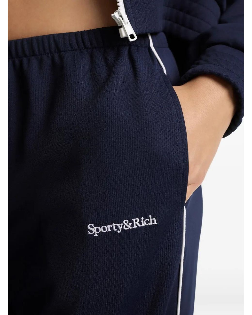 Sporty & Rich Blue Elastic Waistband Casual Pants