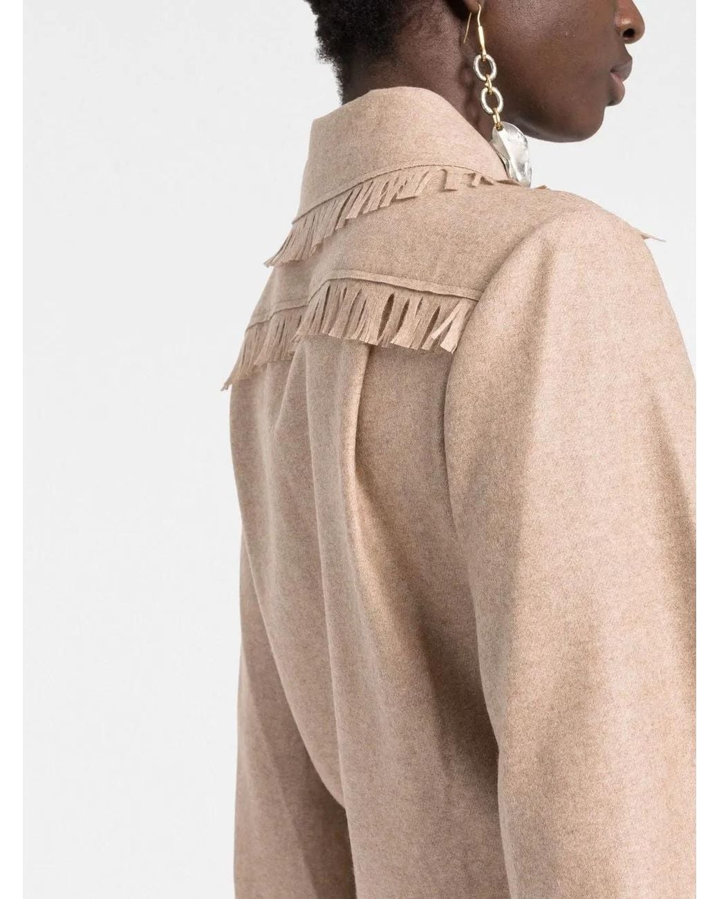 Alberta Ferretti Natural Fringed-Detail Tied-Waist Jumpsuit