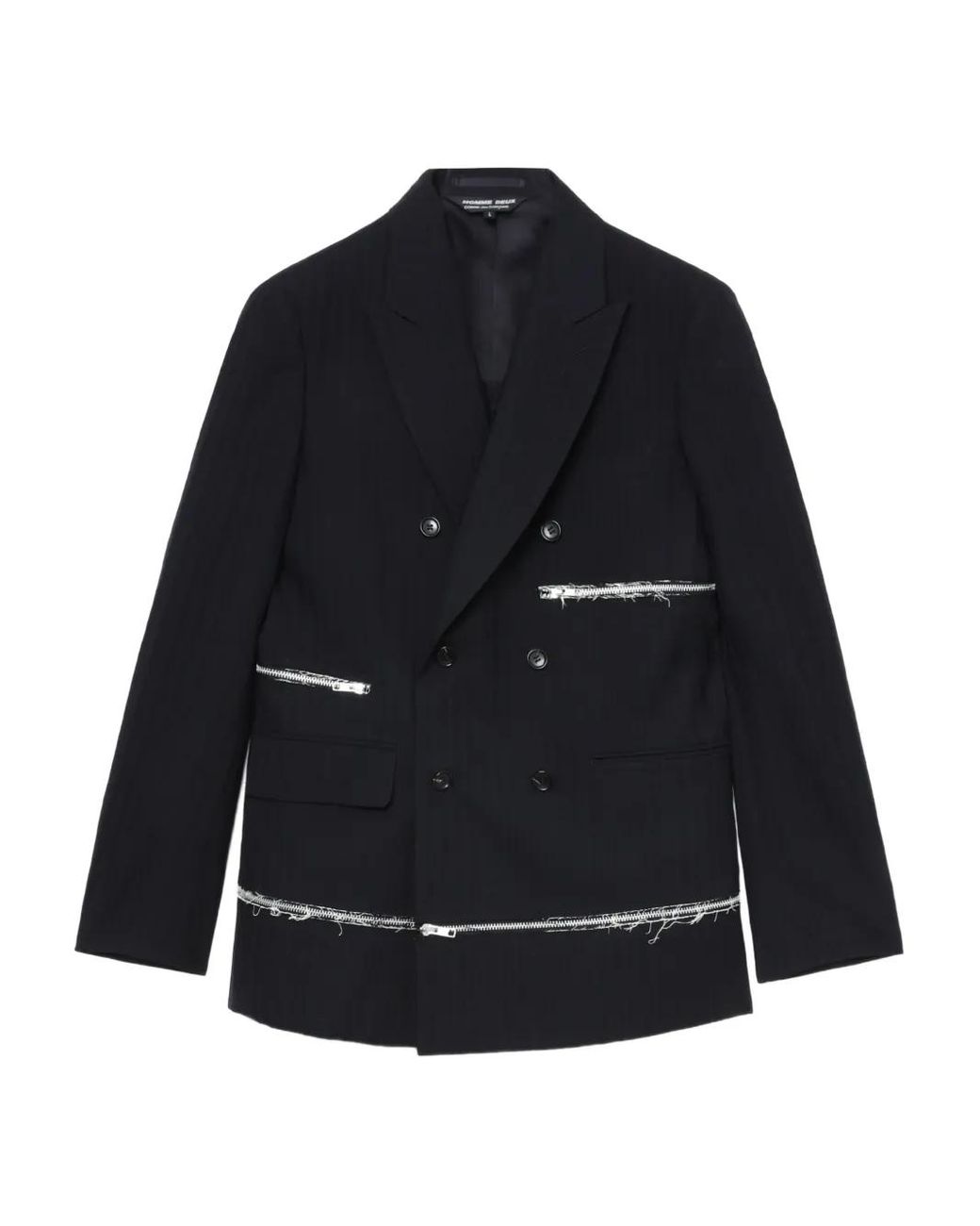 Comme des Garçons Blue Zip-Detail Blazer for men