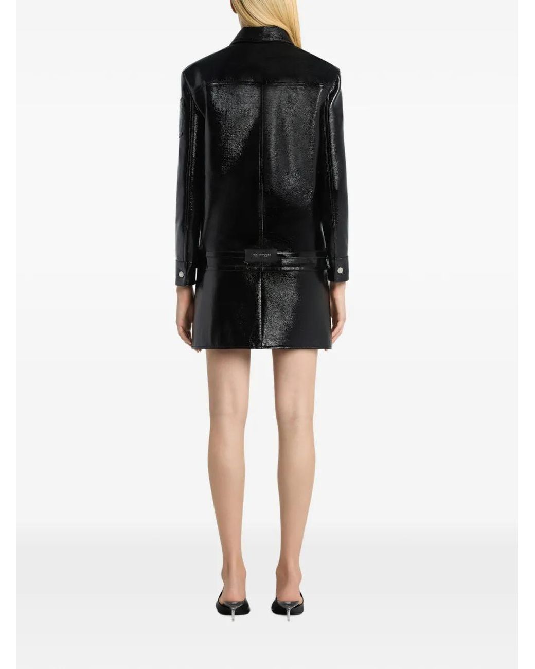 Courreges Black Belted Vinyl Trucker Jacket
