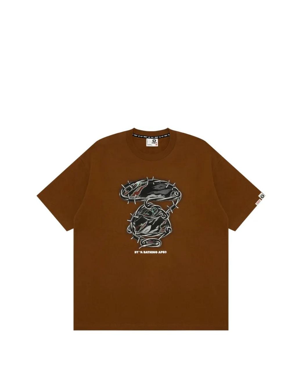 Aape By A Bathing Ape Brown Aapeunvs Moonface Graphic-Print Cotton T-Shirt for men