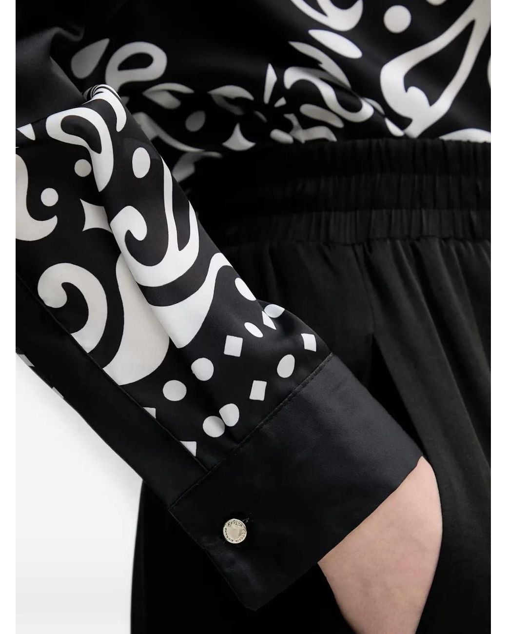 Morgan Black Paisley-Print Long-Sleeve Shirt