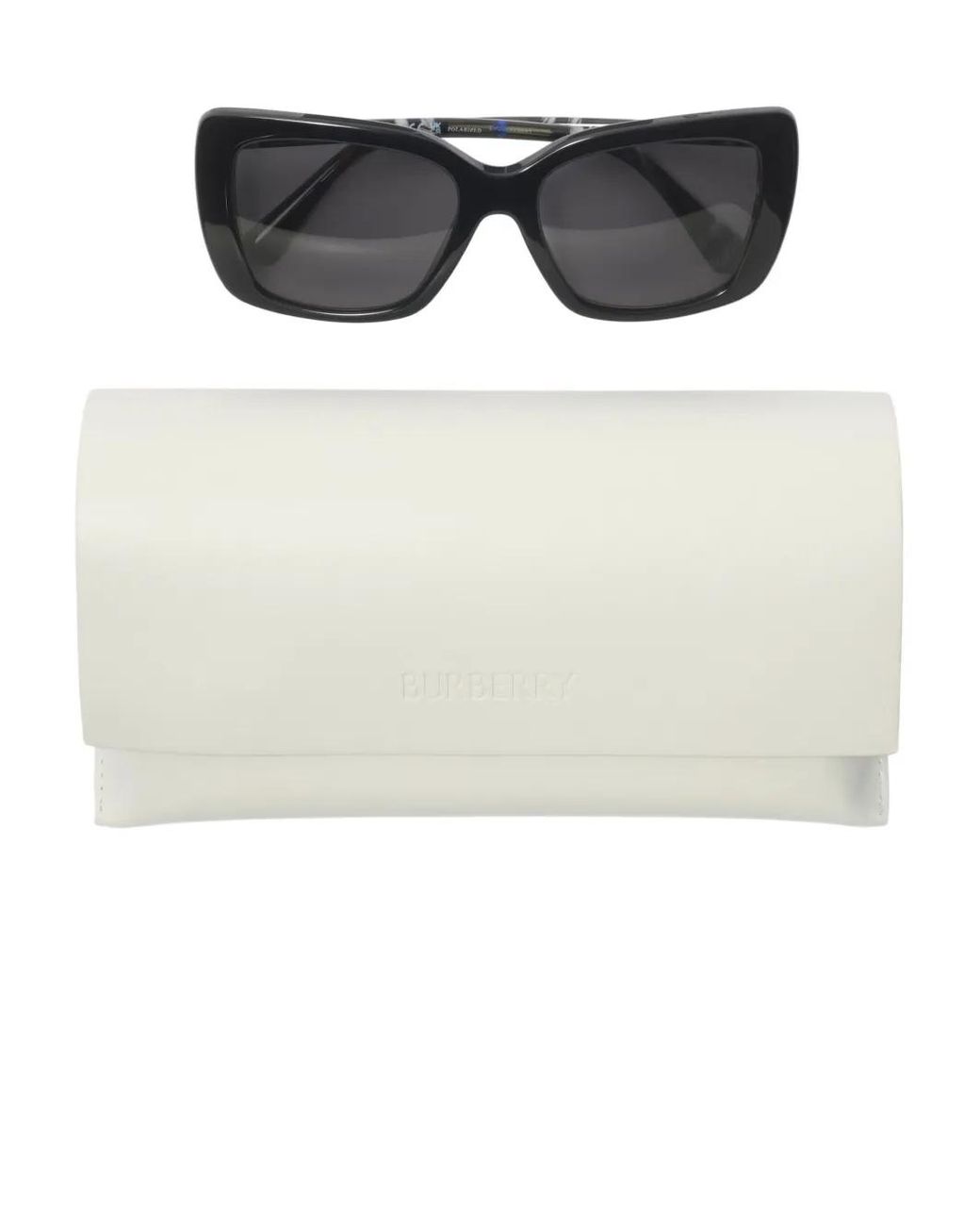 Burberry Gray Tubular Check Square Polarised Sunglasses