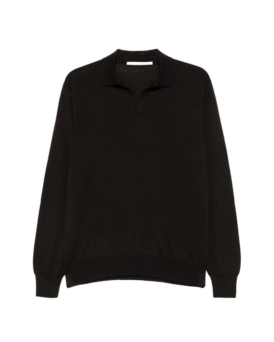 hindustrie Black Wool Polo-Collar Sweater for men