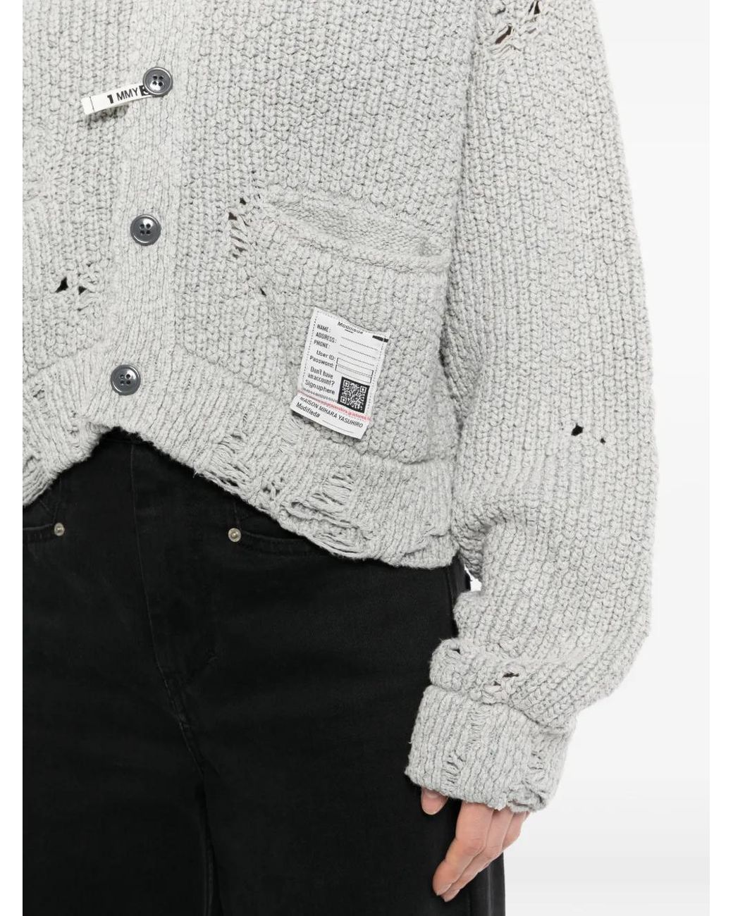Maison Mihara Yasuhiro White Sun Faded Like Knit Cardigan
