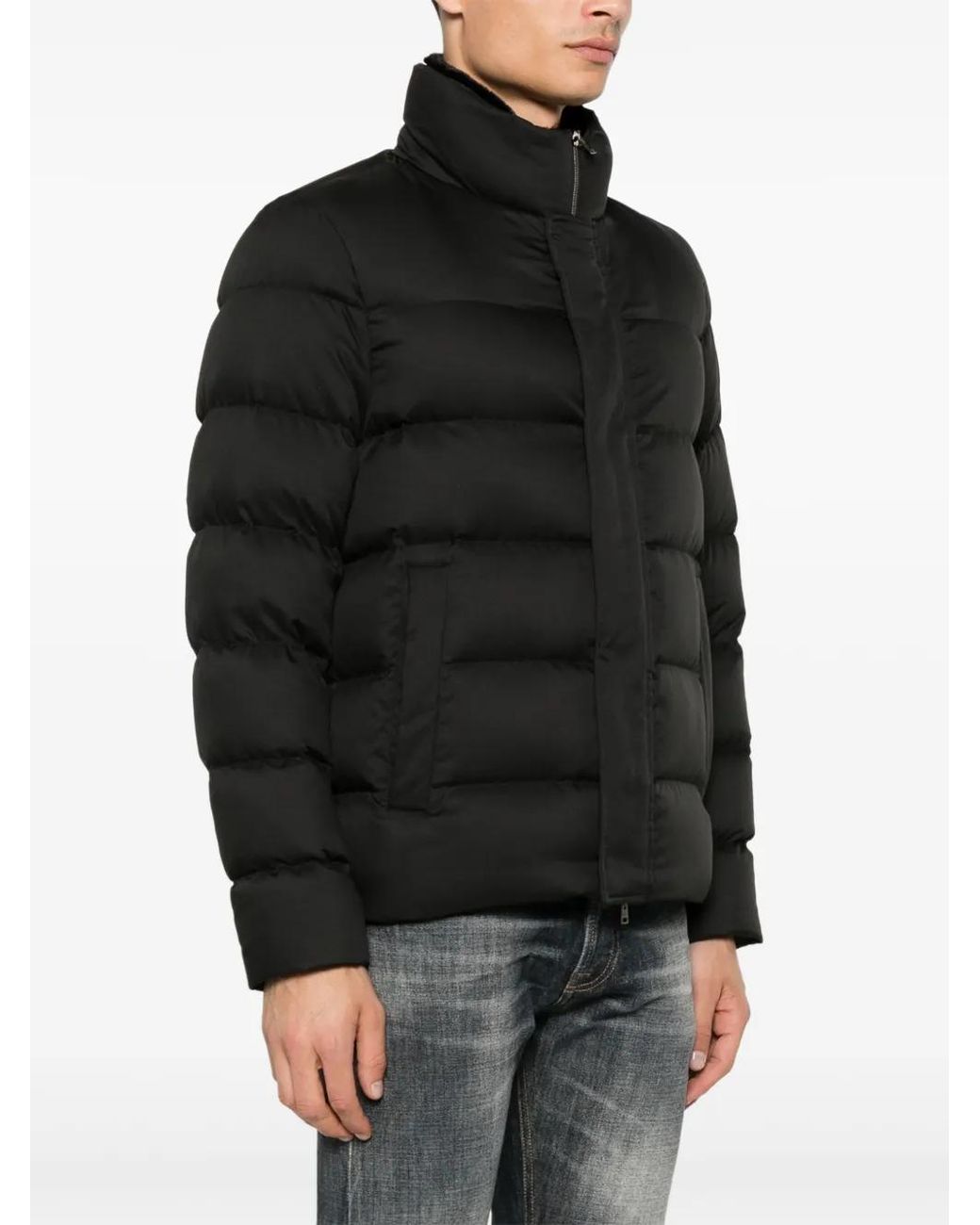 Herno Black Nylon Short Down Jacket for men