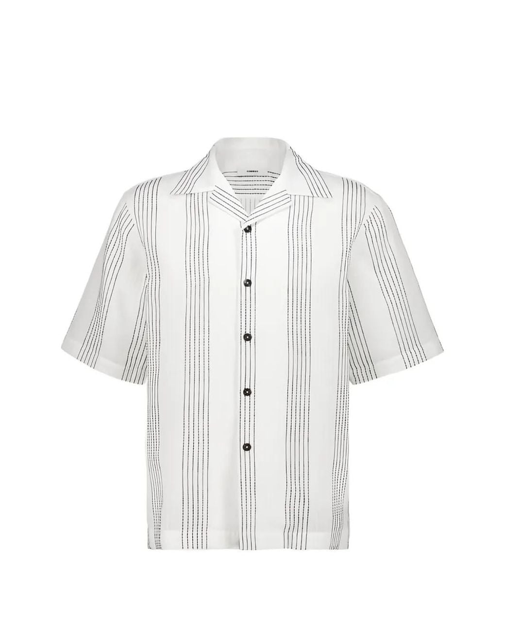 Commas White Striped Camp-Collar Shirt for men