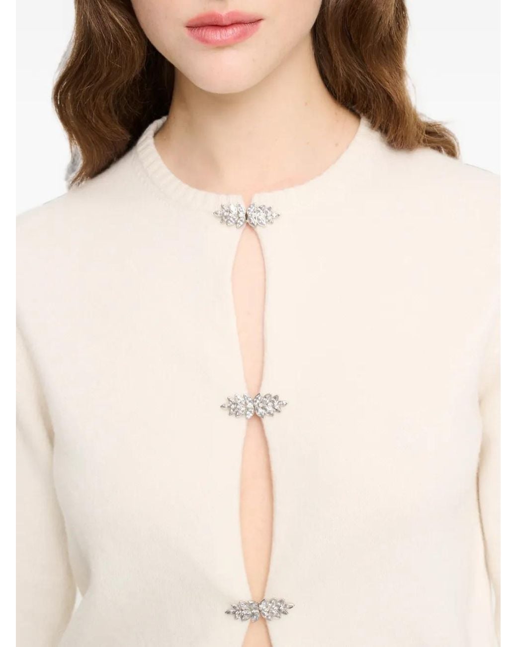Barrie White Gem-Embellished Cashmere Cardigan