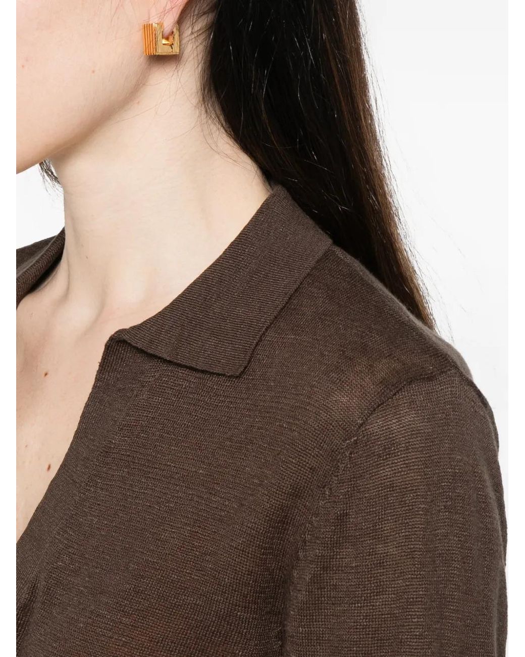 Majestic Filatures Brown Collared Sweater
