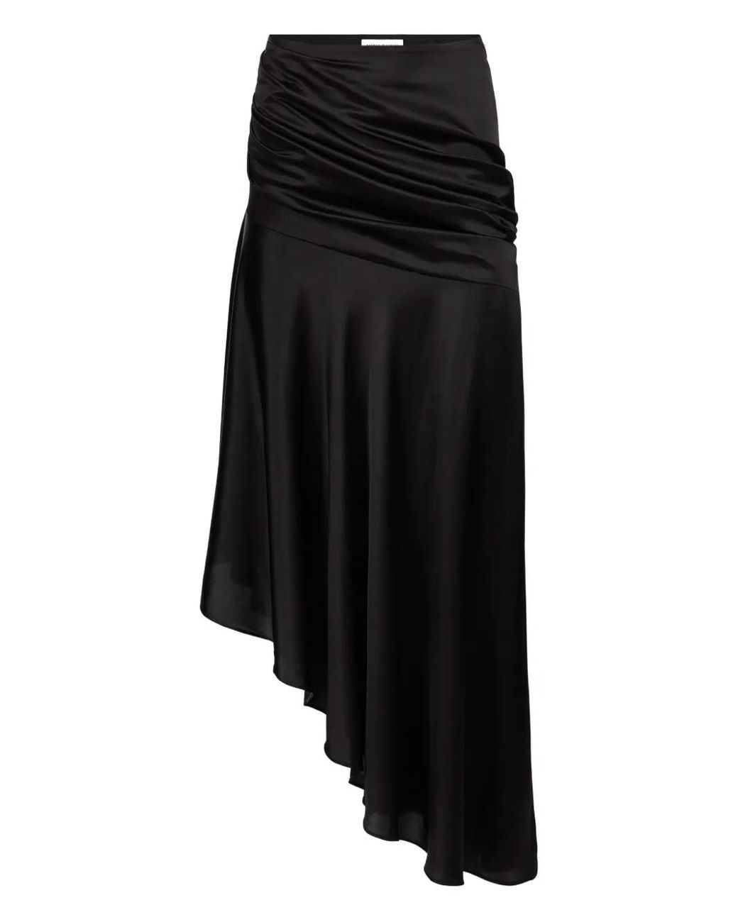Nina Ricci Black Asymmetric Draped Satin Skirt