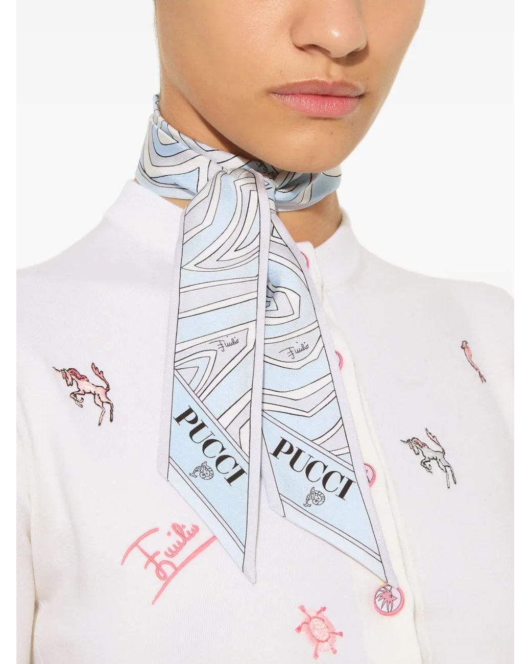 Emilio Pucci White Mixed-Print Bandeau Scarf