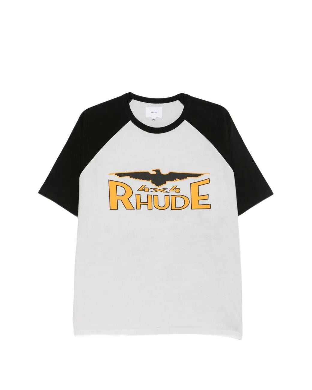 Rhude Black Logo-Print Raglan-Sleeve T-Shirt for men