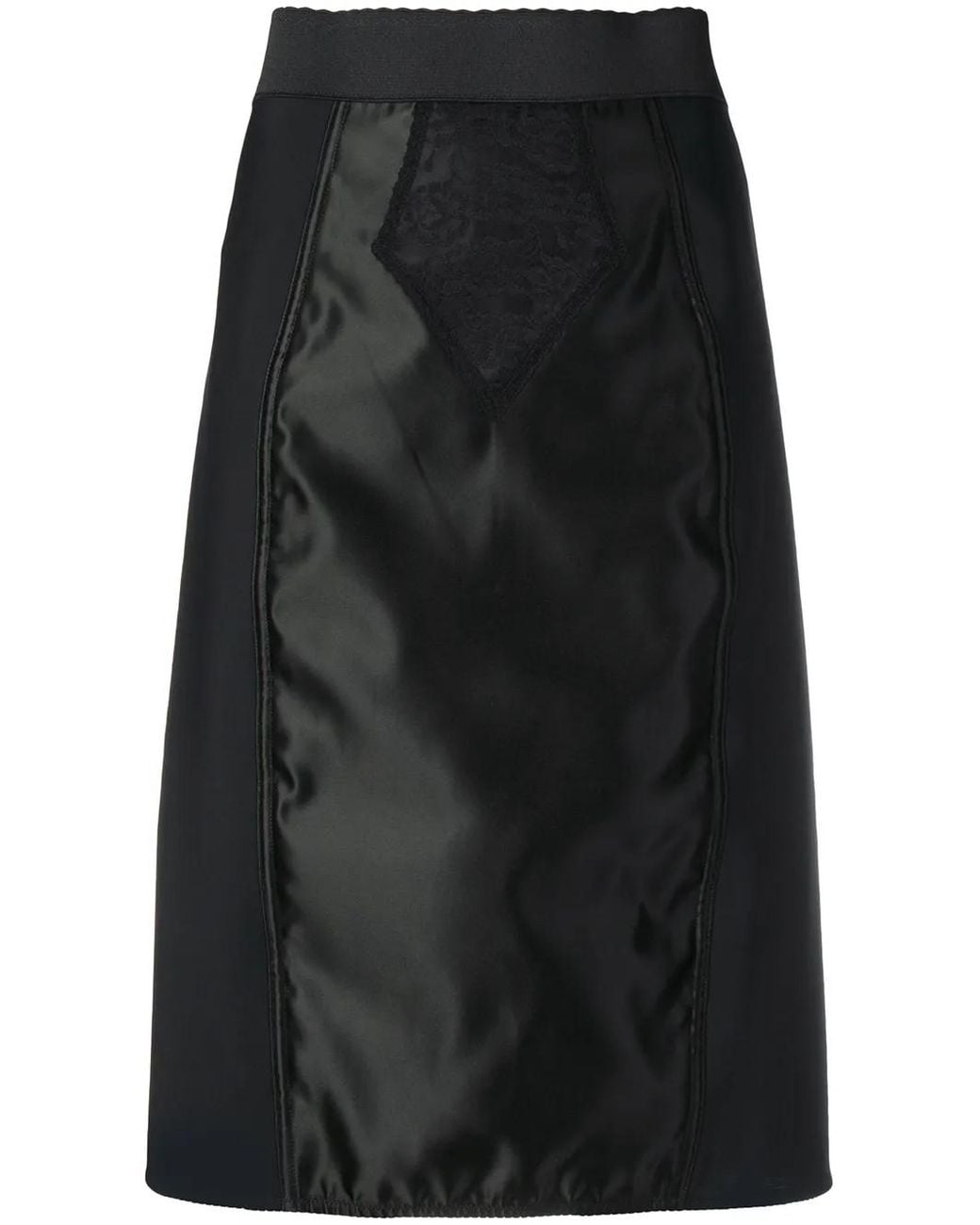 Dolce & Gabbana Black Powernet Satin Midi Skirt