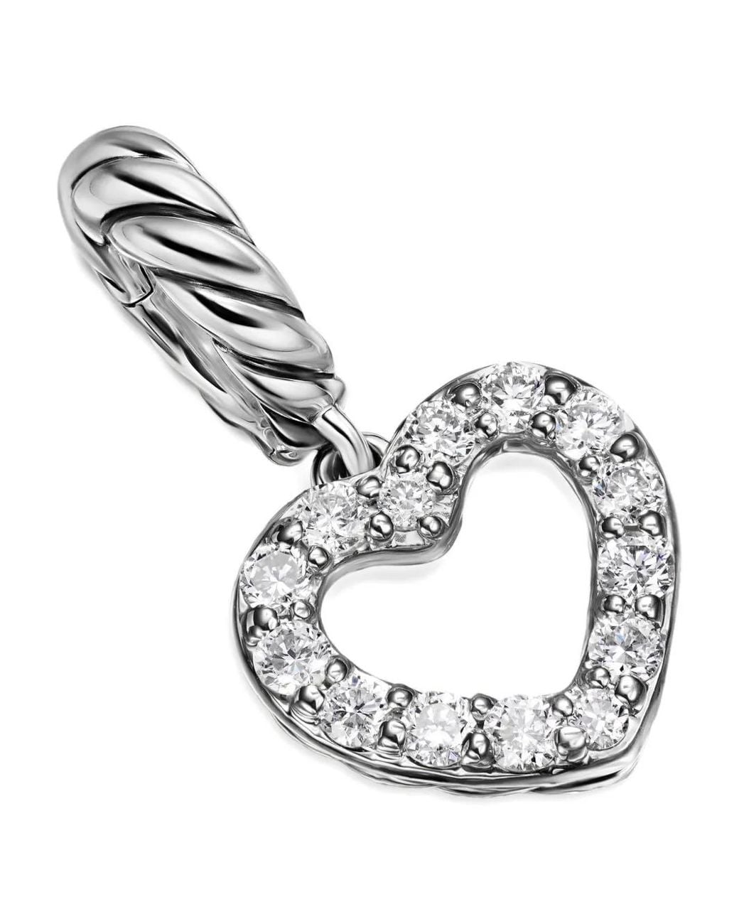 David Yurman Metallic Micro Pavé Open Heart Diamond Necklace