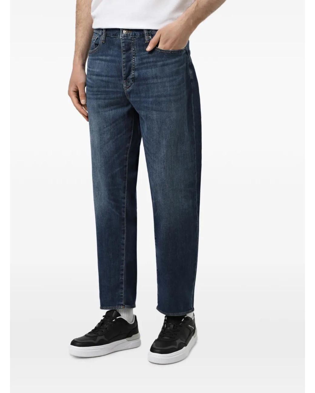 ARMANI EXCHANGE Blue Faded-Effect Jeans for men