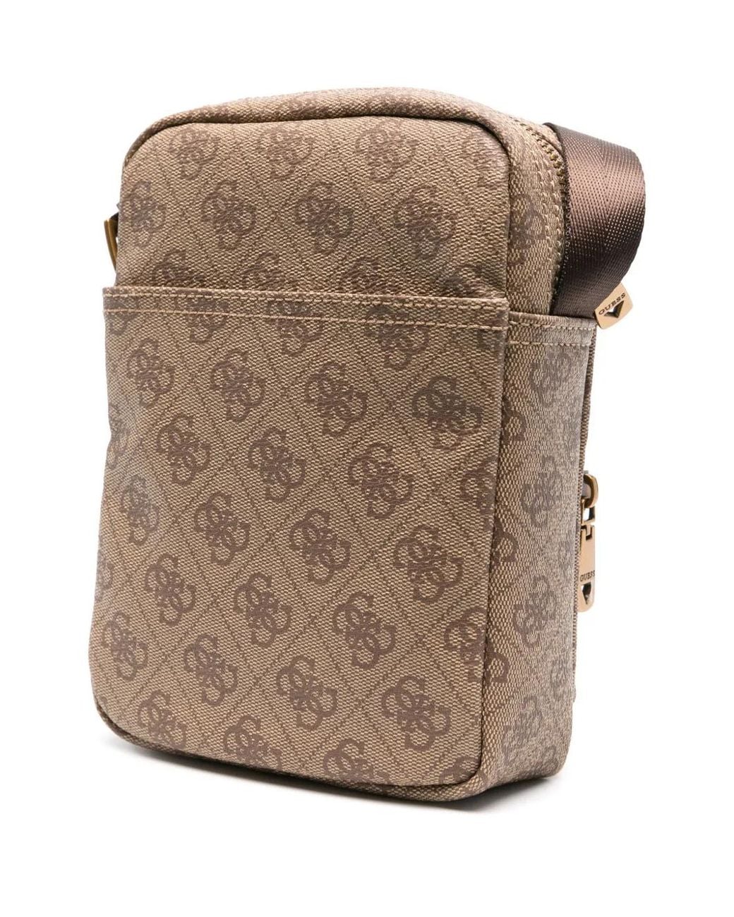 Guess Brown Monogram Messenger Bag for men