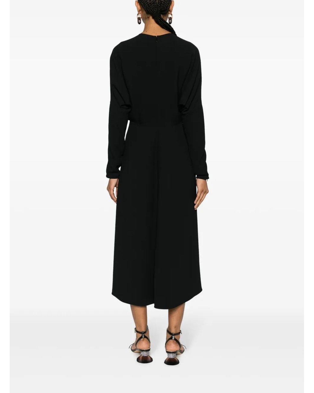 Victoria Beckham Black Draped Cady Midi Dress