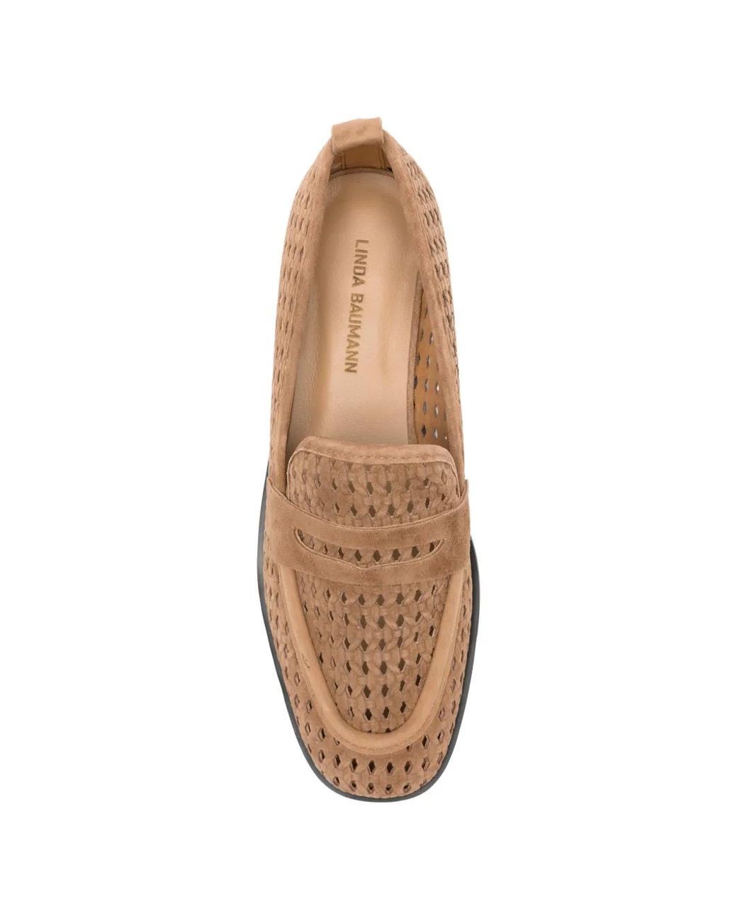 Linda Baumann Brown Woven Leather Loafers