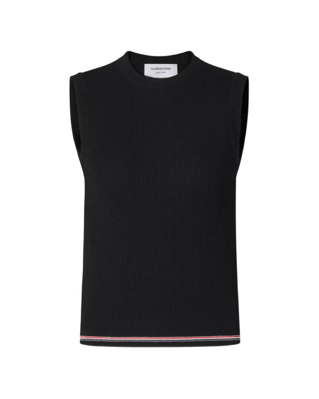 Thom Browne Geribbelde Top Met Rwb-Streep in het Black
