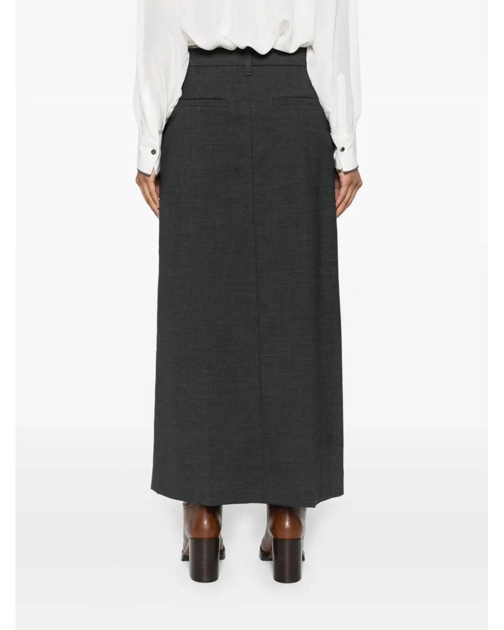 Brunello Cucinelli Black Darted Pencil Skirt