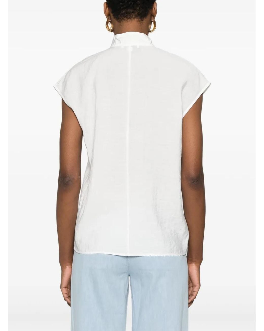 Vince White Voile Cap-Sleeve Blouse