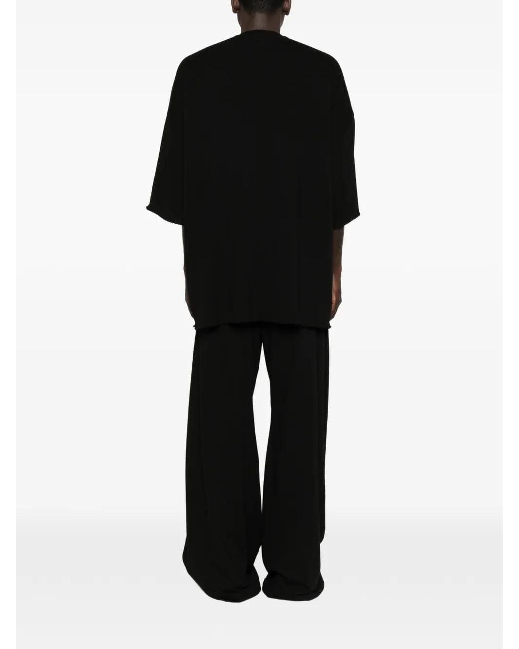 Rick Owens Black T-Shirt Tommy T À Bords Francs for men