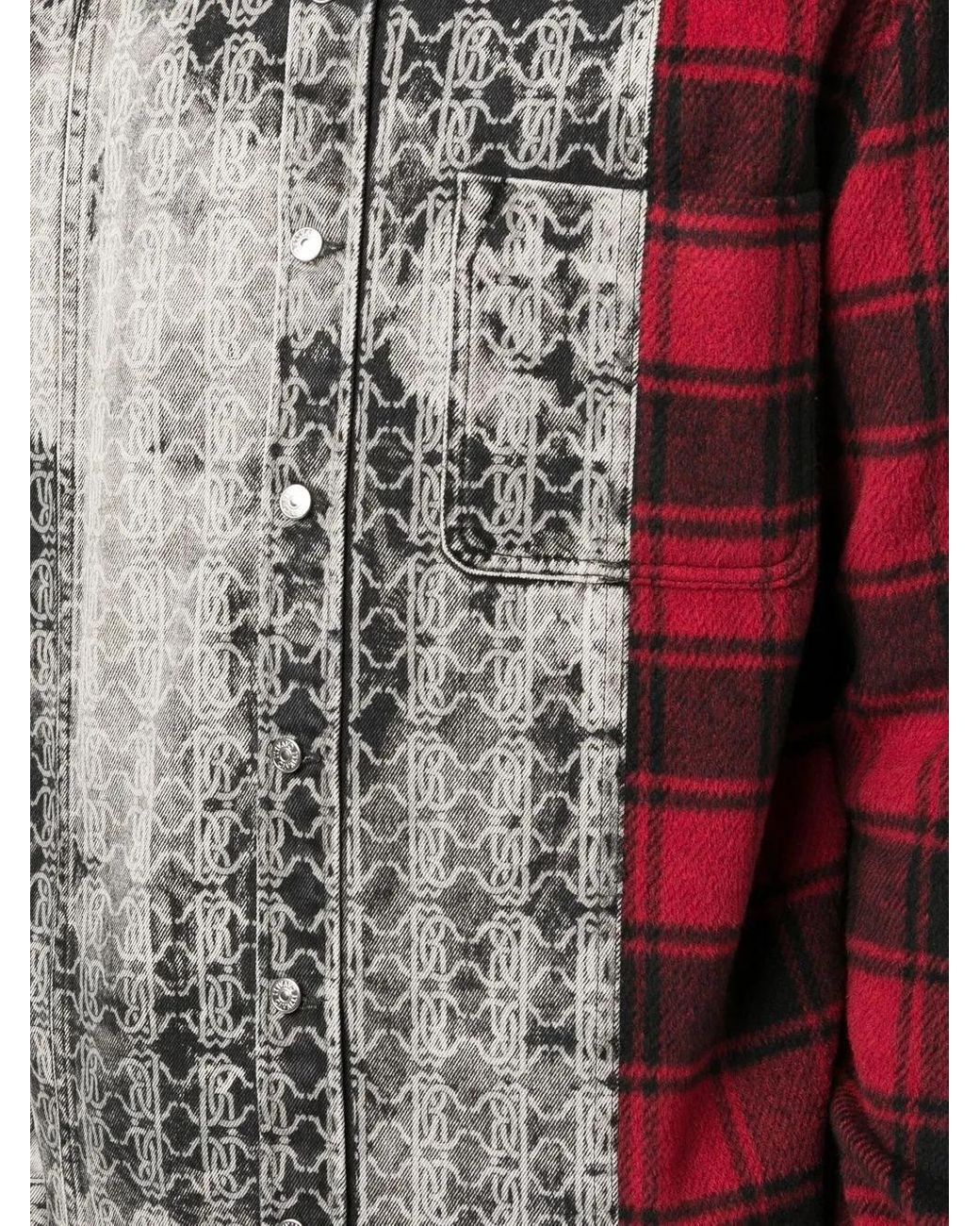 Roberto Cavalli Hemd Im Patchwork-Look in Gray für Herren