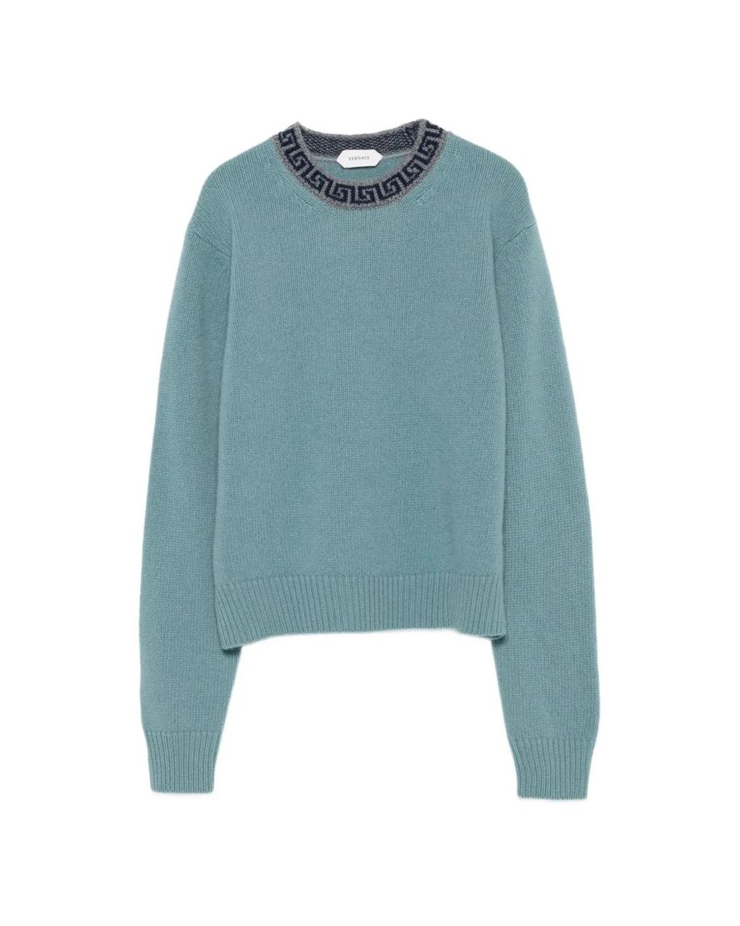 Versace Blue Pullover Mit Greca-Muster