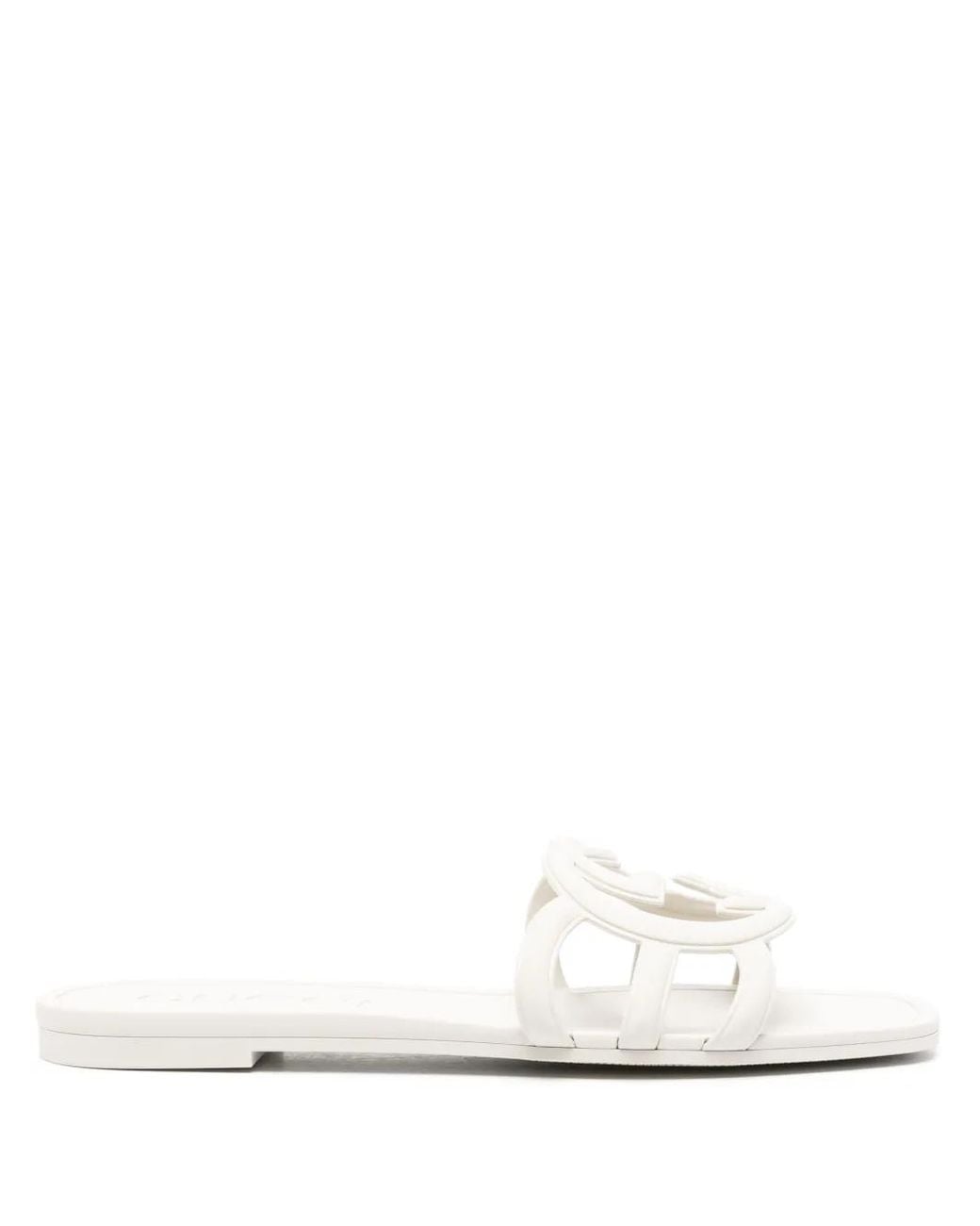 Gucci White Gg Slide Sandals