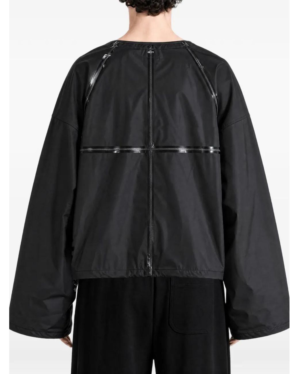 THUG CLUB Black Logo-Detail Zip-Up Jacket for men