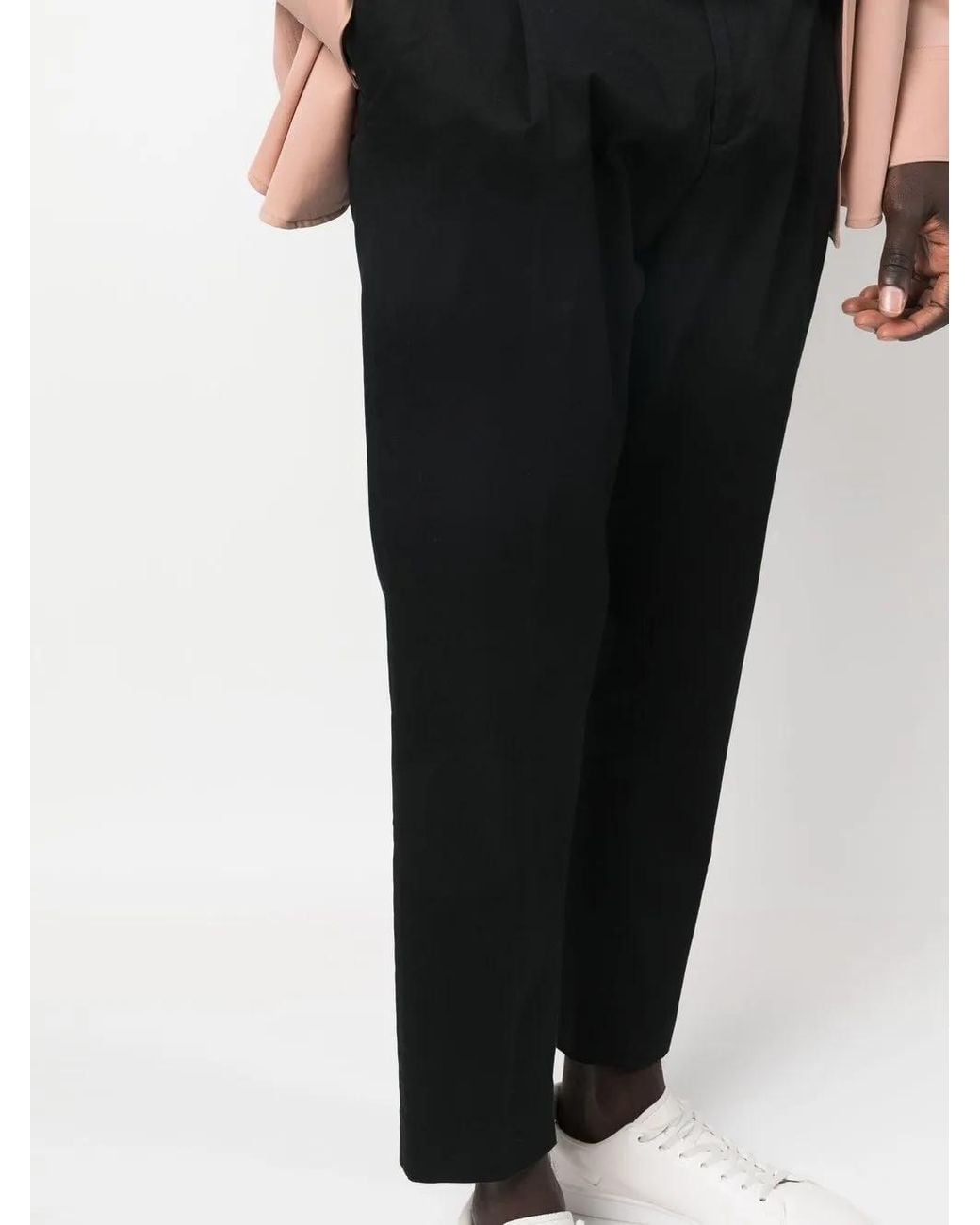Low Brand Black Concealed-Front Fastening Trousers for men