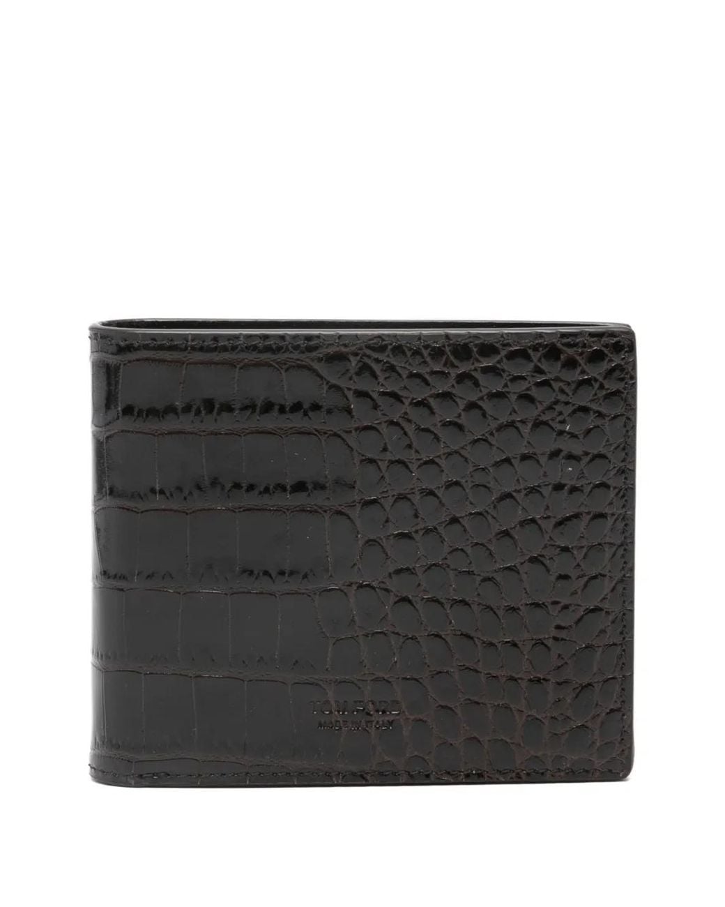 Tom Ford Black Embossed Crocodile-Print Leather Wallet for men