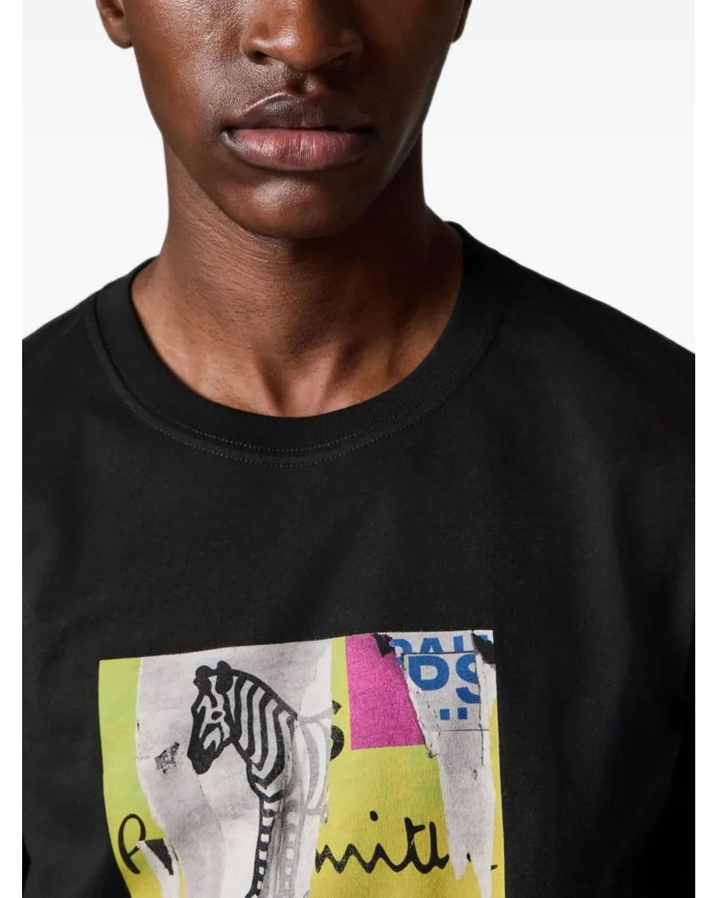 Paul Smith Black Organic-Cotton 'Patch Zebra' T-Shirt for men