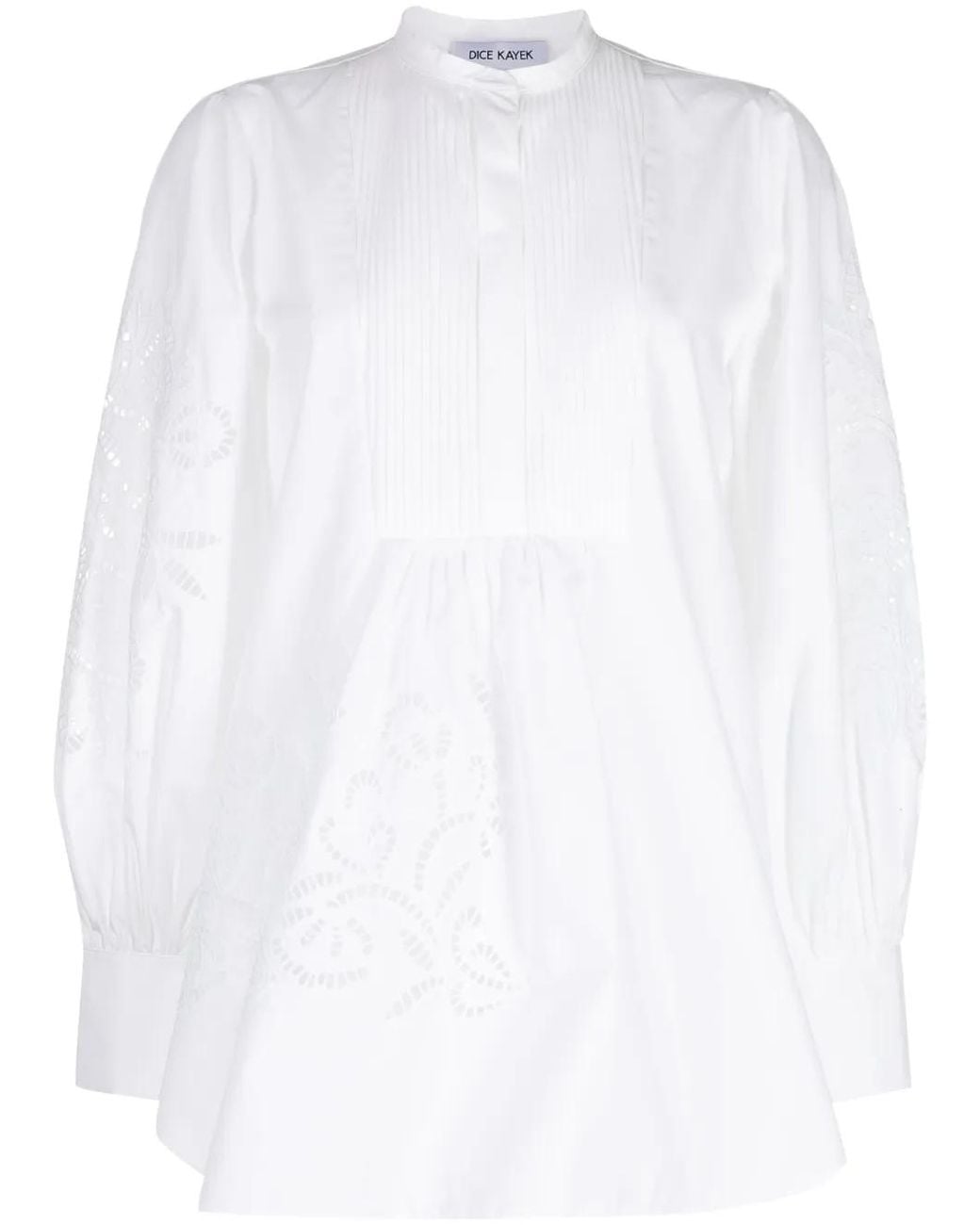 Dice Kayek White Embroidered Cotton Blouse