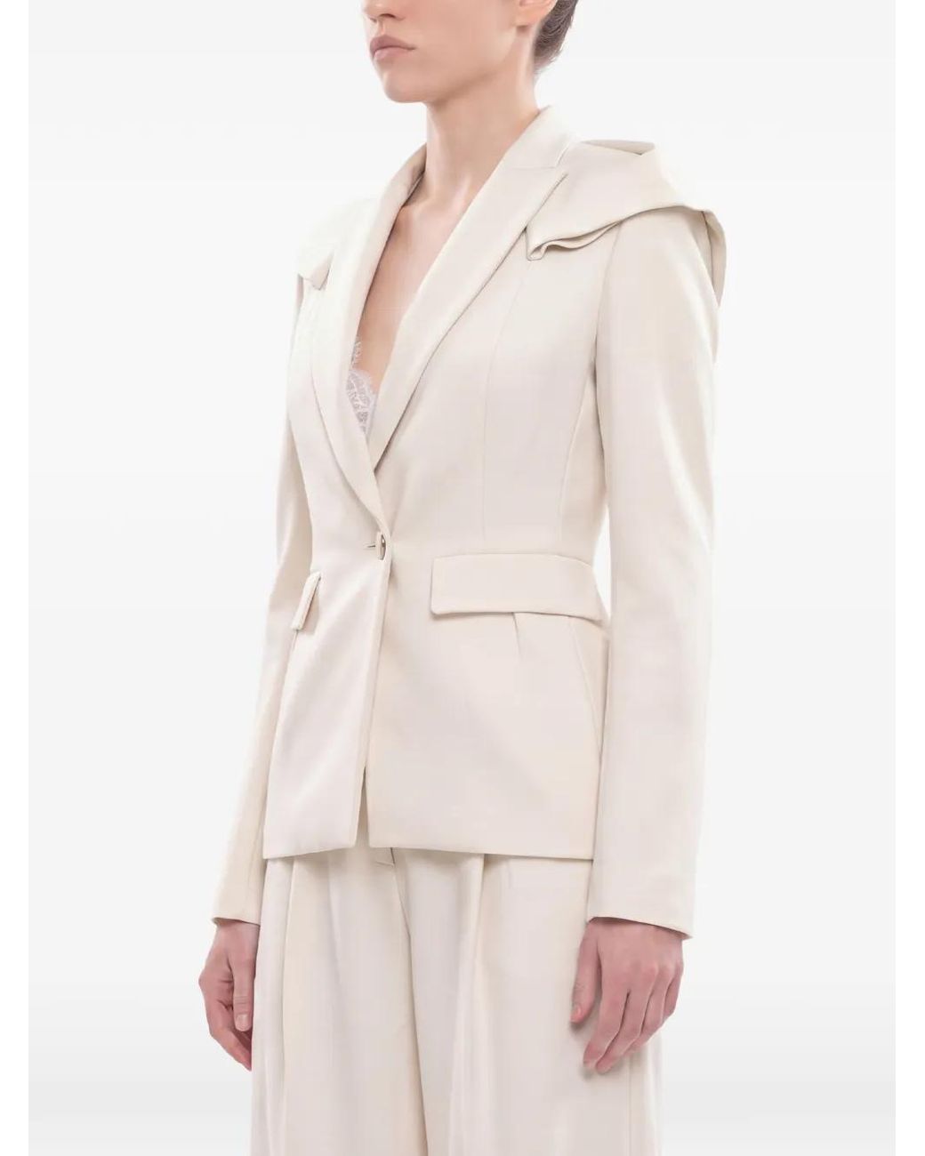 Saiid Kobeisy White Pleated Wide-Leg Trousers