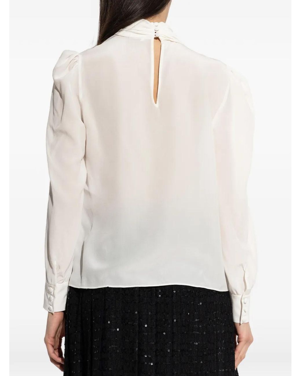 Alessandra Rich White Puff Sleeve Blouse