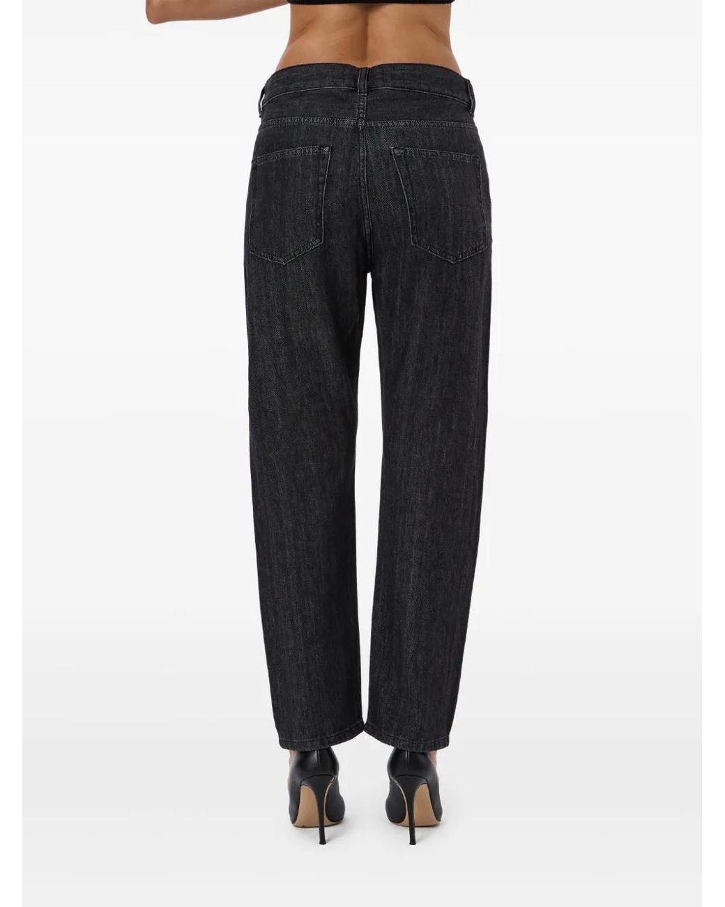 No44 Black Crossover-Waistband Jeans