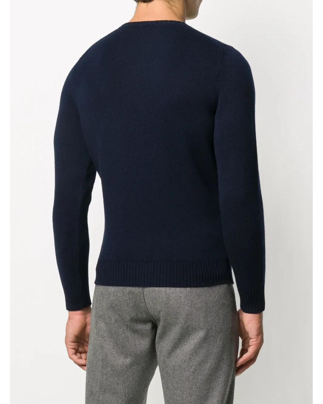 Drumohr Blue Crew-Neck Cashmere Sweater for men