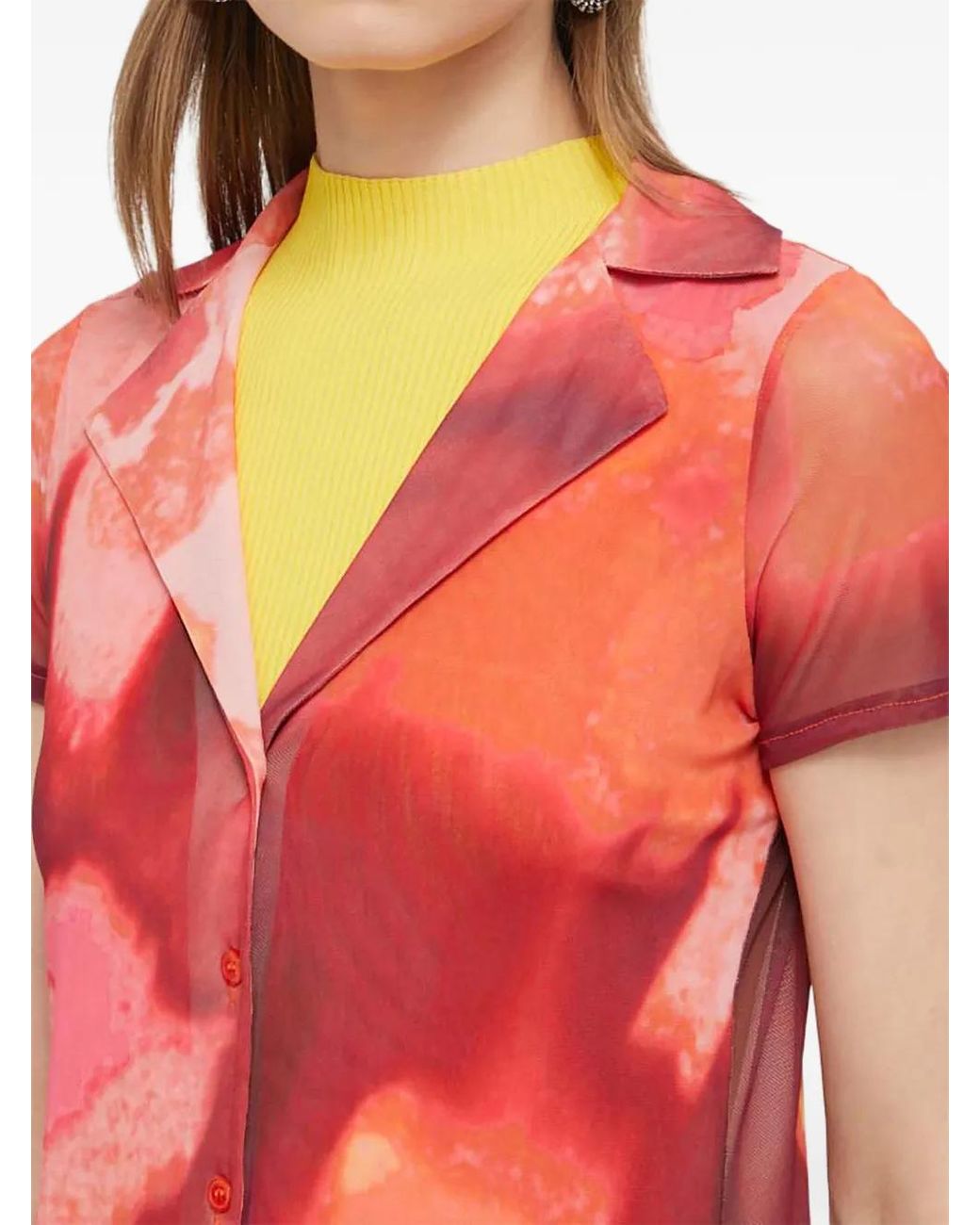 Desigual Orange Short-Sleeved Printed Blouse