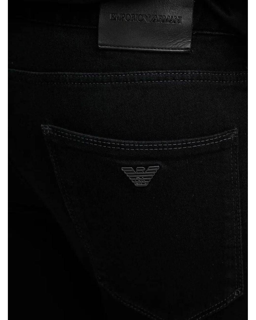 Emporio Armani Black Logo-Plaque Skinny Jeans for men