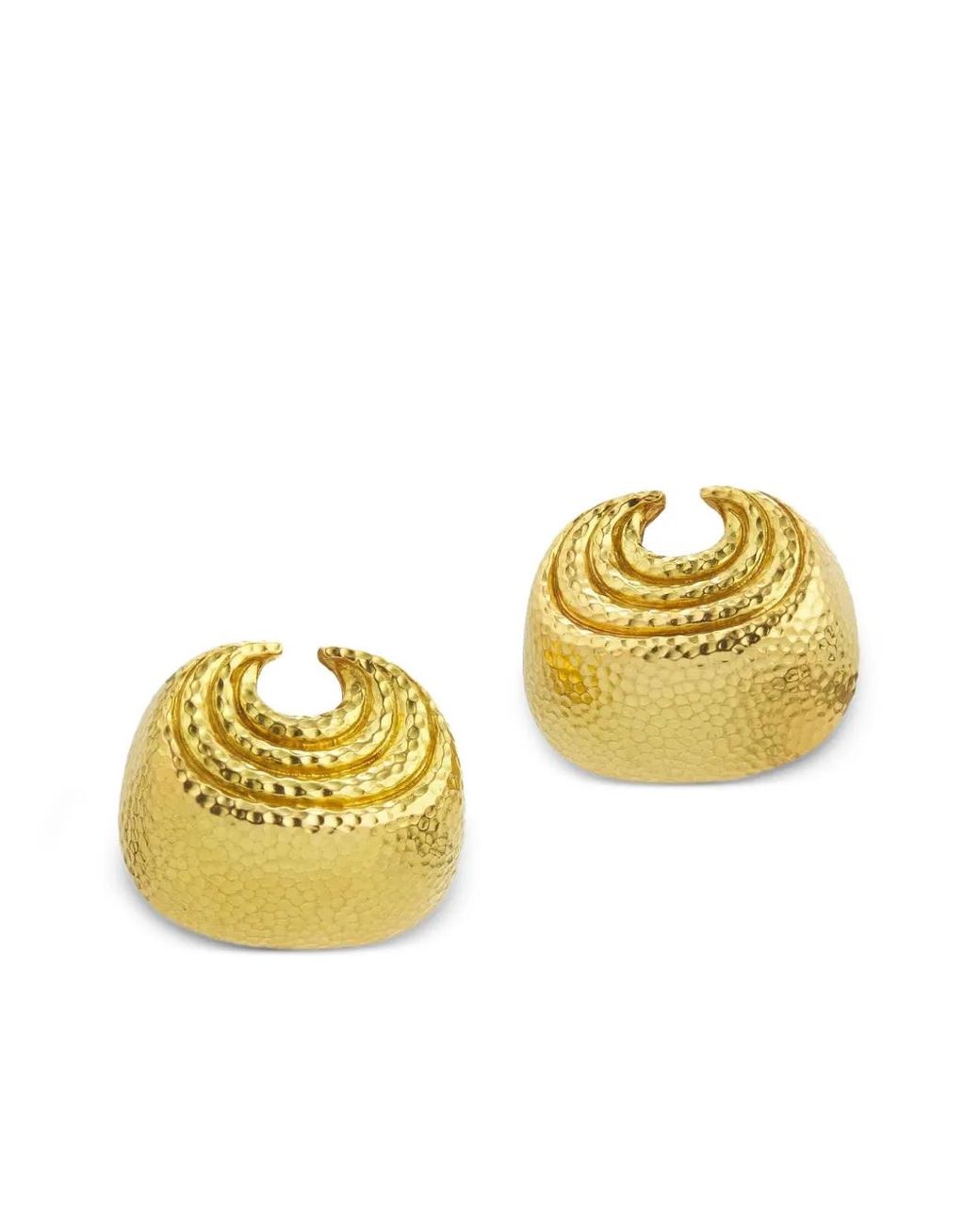 David Webb Metallic 18Kt Concentric Crescent Earrings