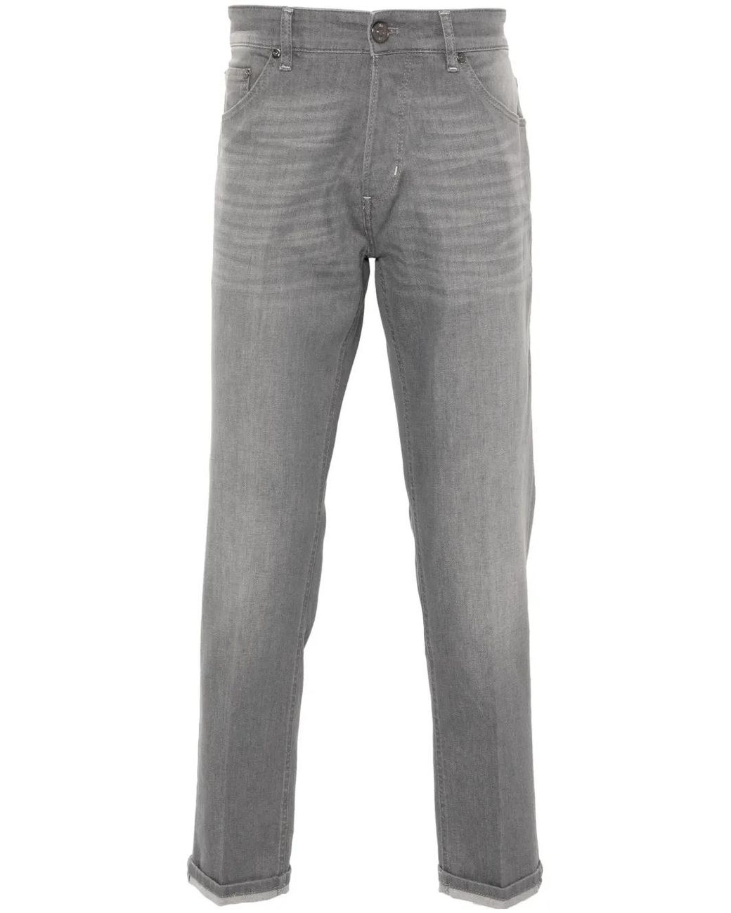 PT Torino Gray Stonewashed Tapered Jeans for men