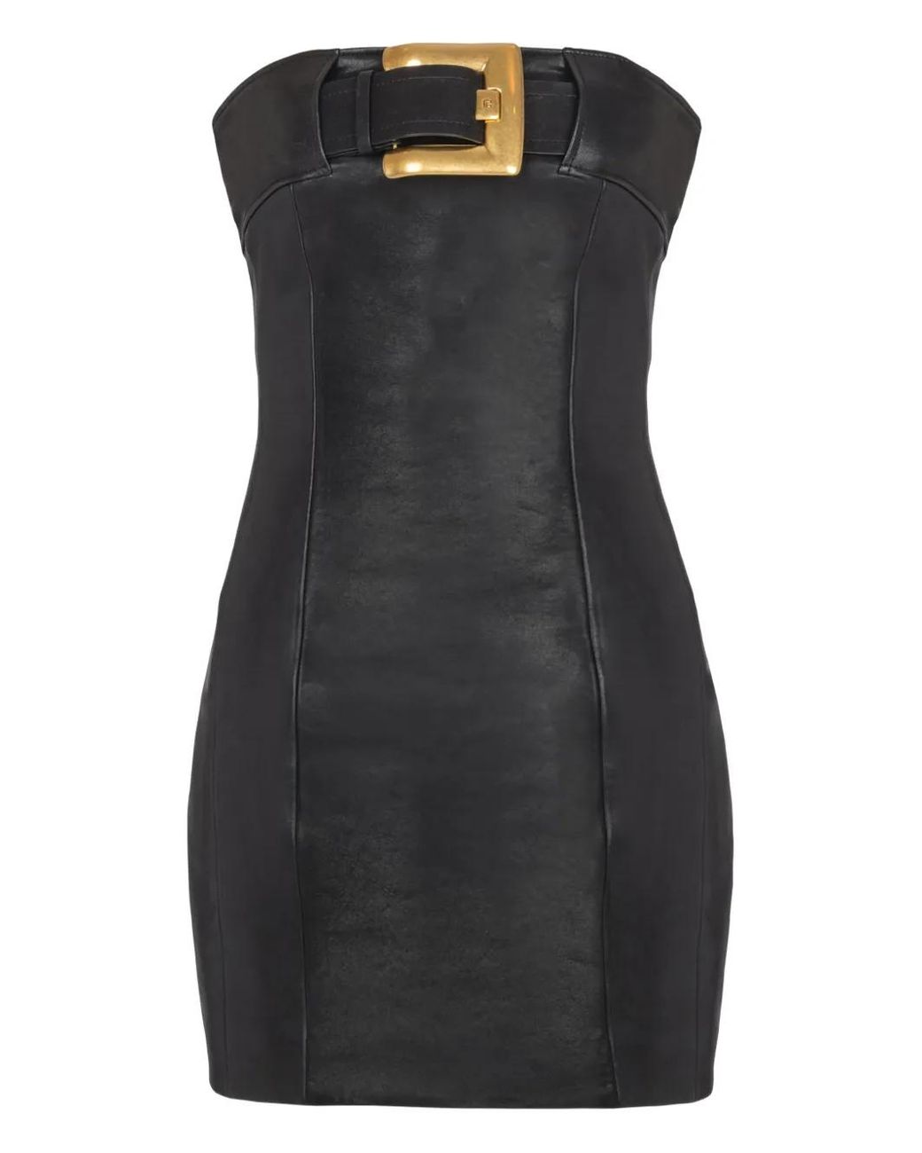 Balmain Black Buckle-Embellished Mini Dress