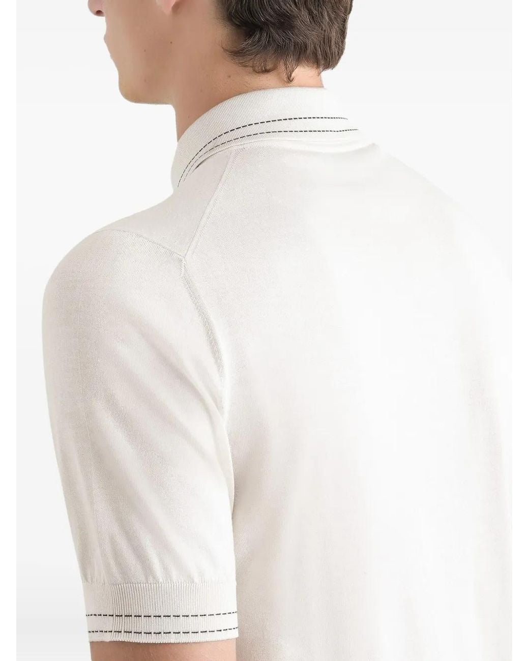Dolce & Gabbana White Logo-Trim Polo Shirt for men