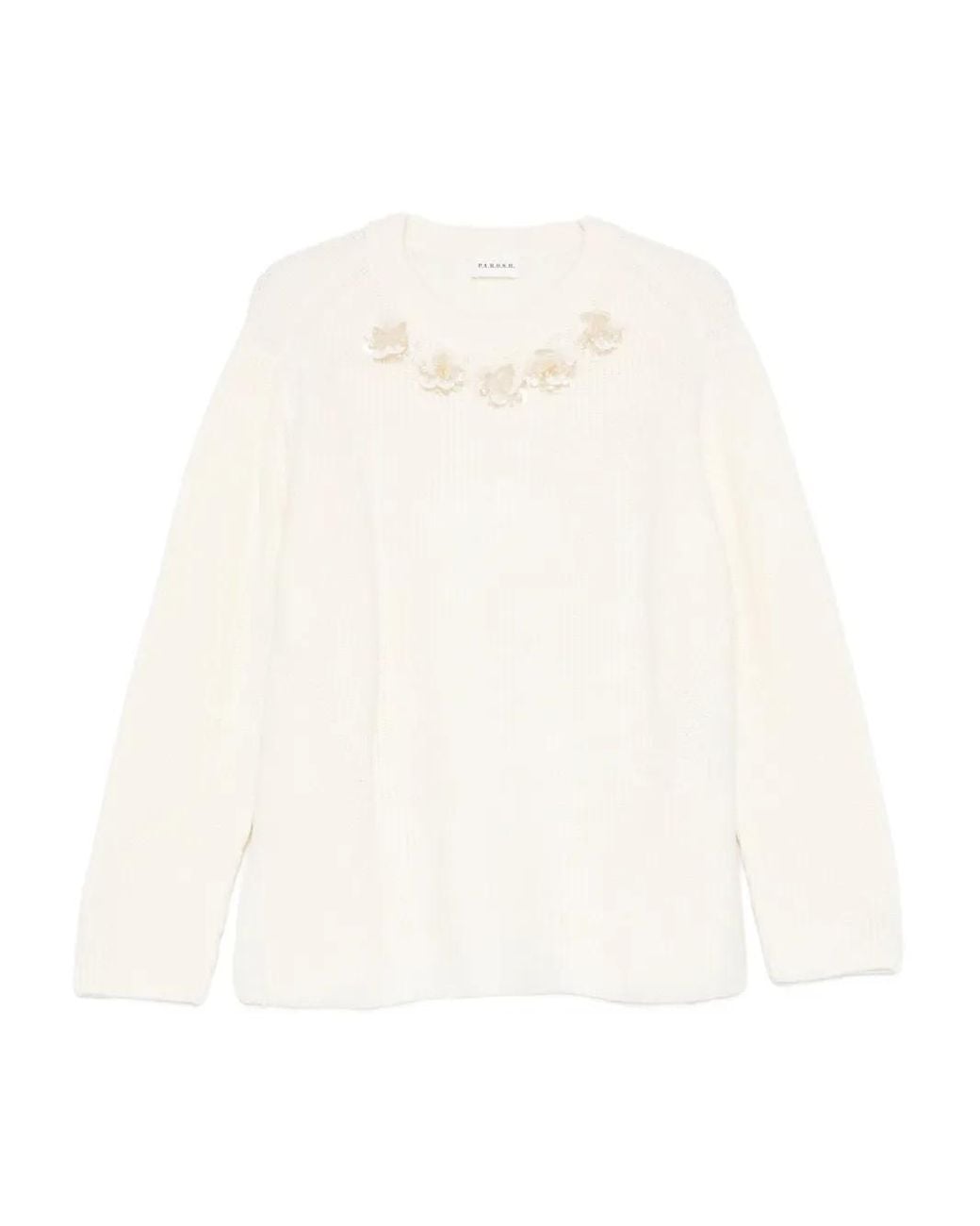 P.A.R.O.S.H. White Bead-Embellished Sweater