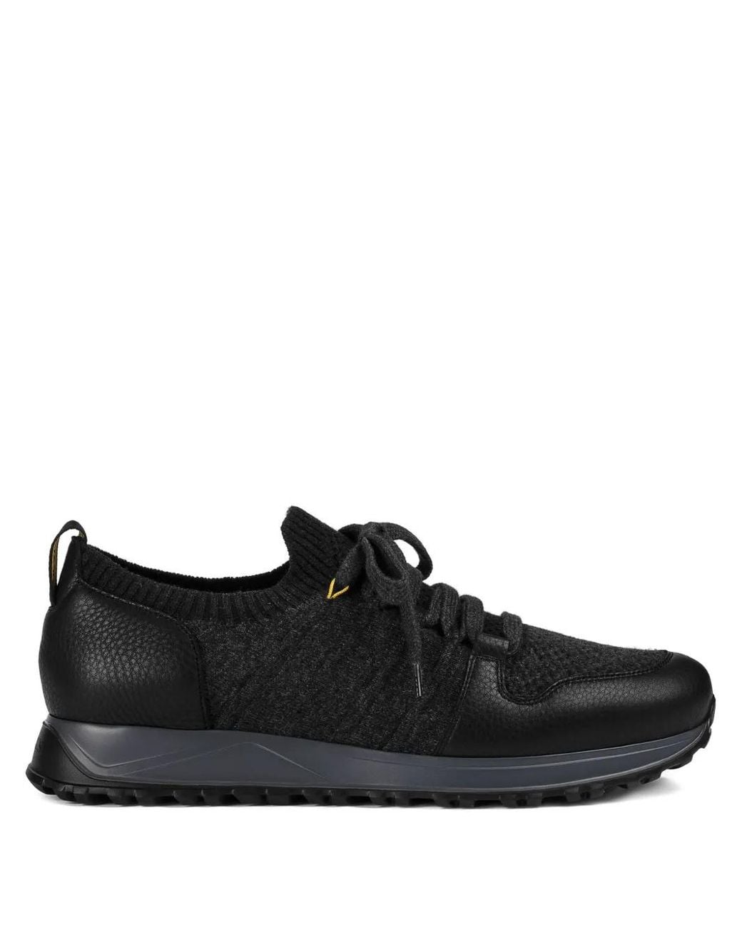Doucal's Black Wool-Panelled Leather Sneakers for men