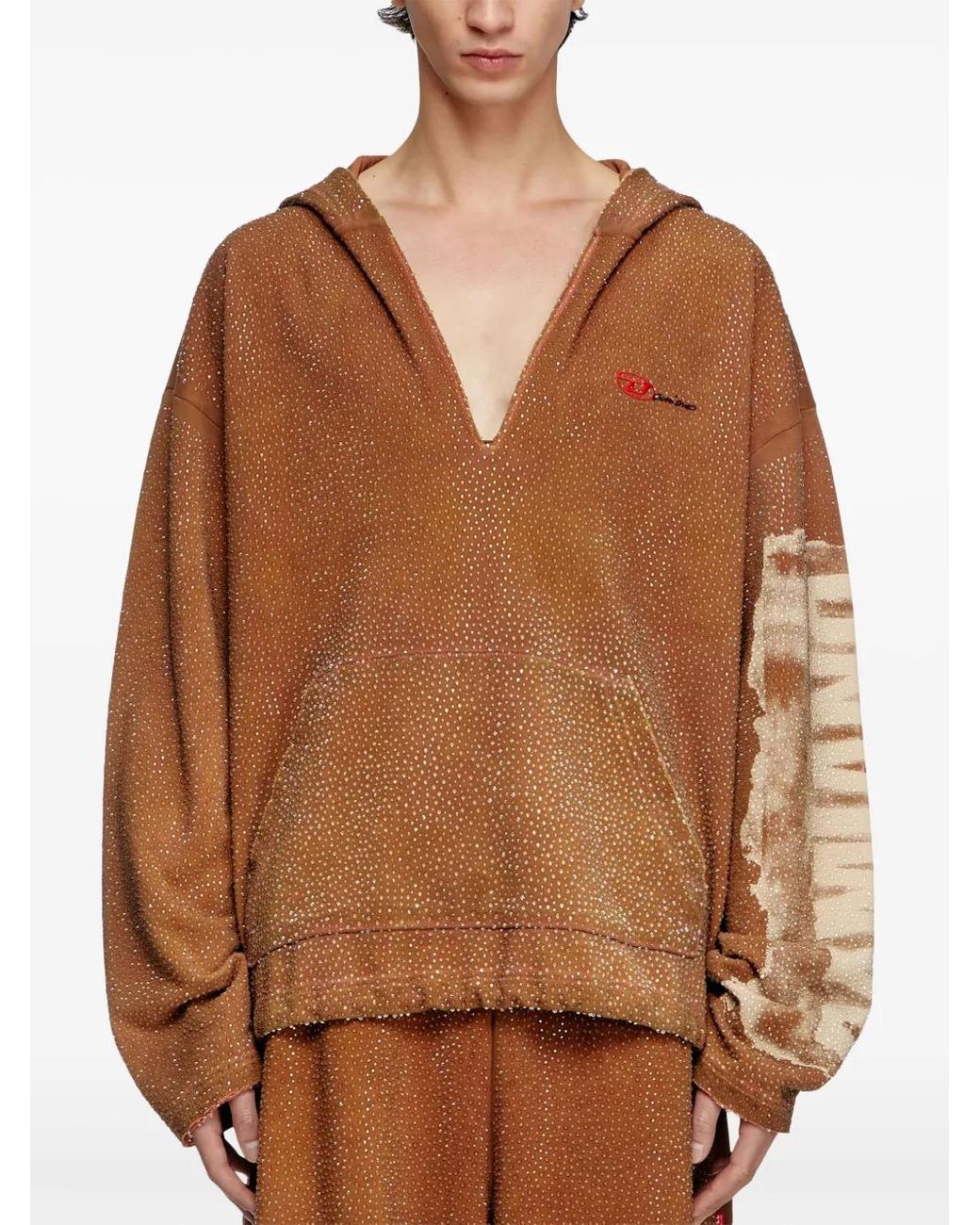 DIESEL s-boxt-hood-lux-dd ダミアーノ デイヴィッド マネスキン DIESEL X Damiano David-Boxt-Hood-Lux-Dd Hoodie in Brown