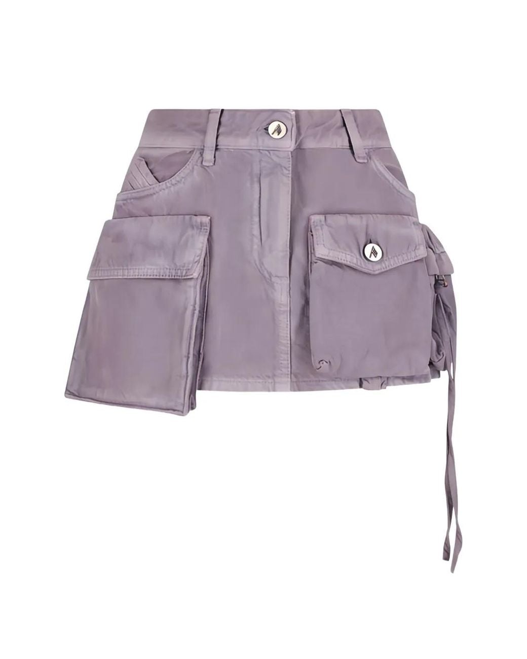 The Attico Purple Cargo-Pocket Cotton Miniskirt